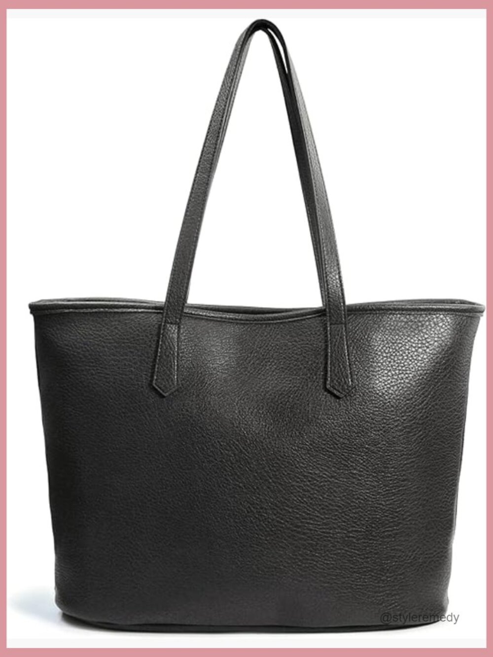 Large Zipper Tote Bag Soft Vegan Leather Work Travel Handbag